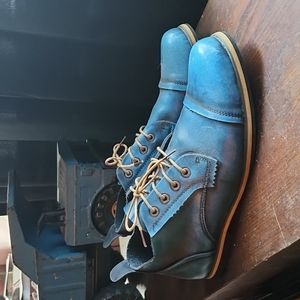 Mens real blue leather shoes